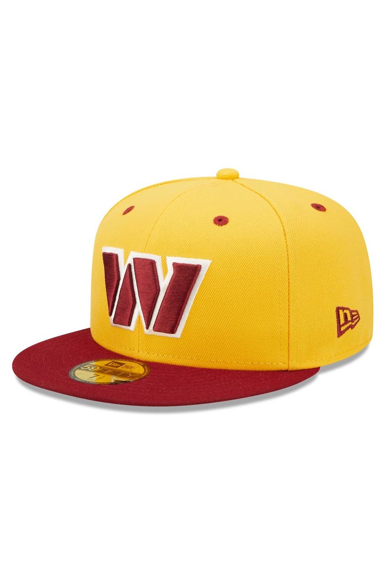 Men's New Era  Gold/Burgundy Washington Commanders Flipside 2Tone 59FIFTY Fitted Hat, Alternate, color, Gold