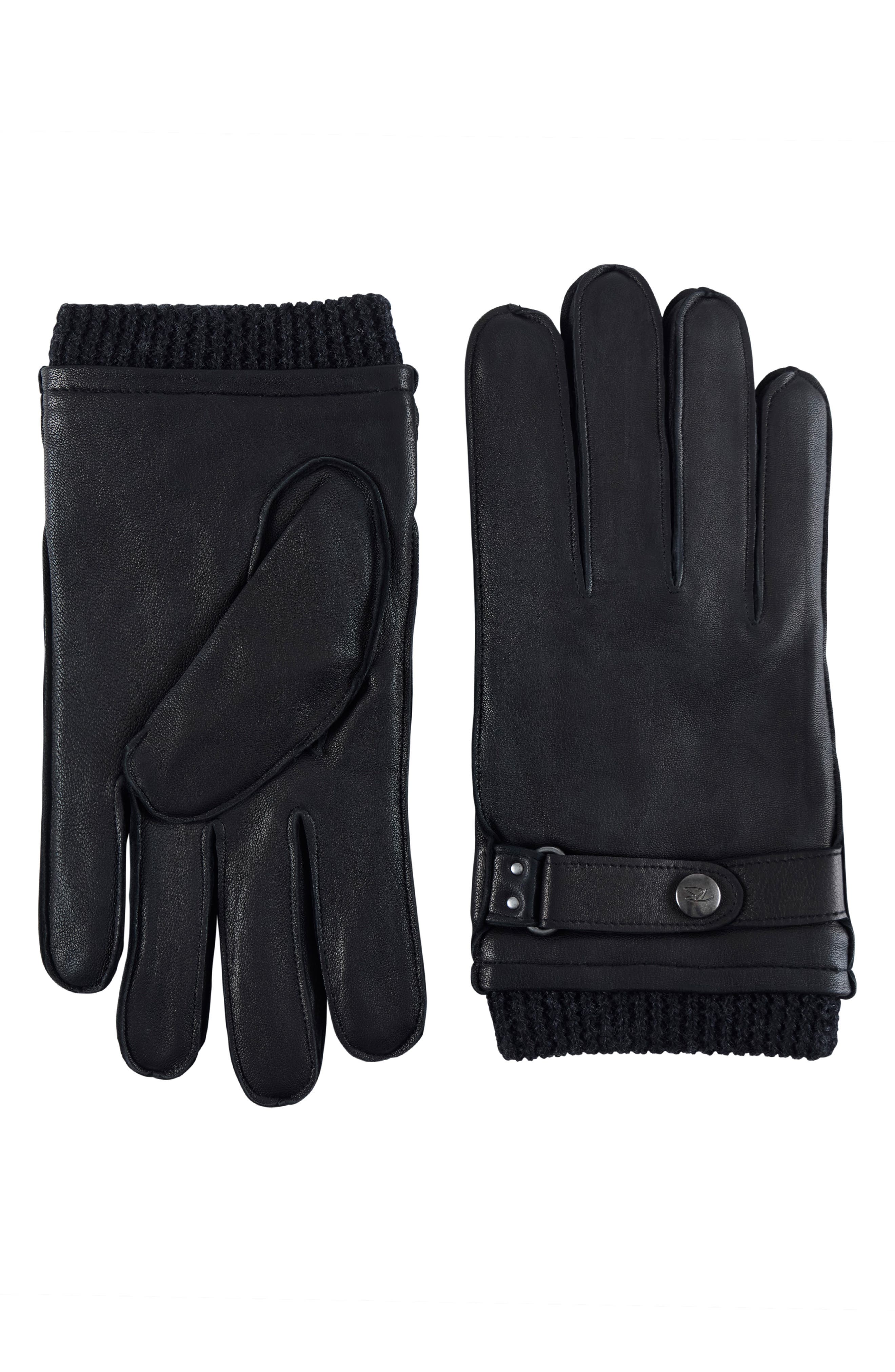 Robert Barakett Leather Knit Cuff Gloves