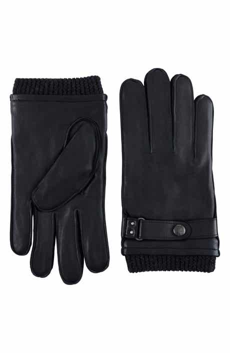 Robert Barakett Leather Knit Cuff Gloves