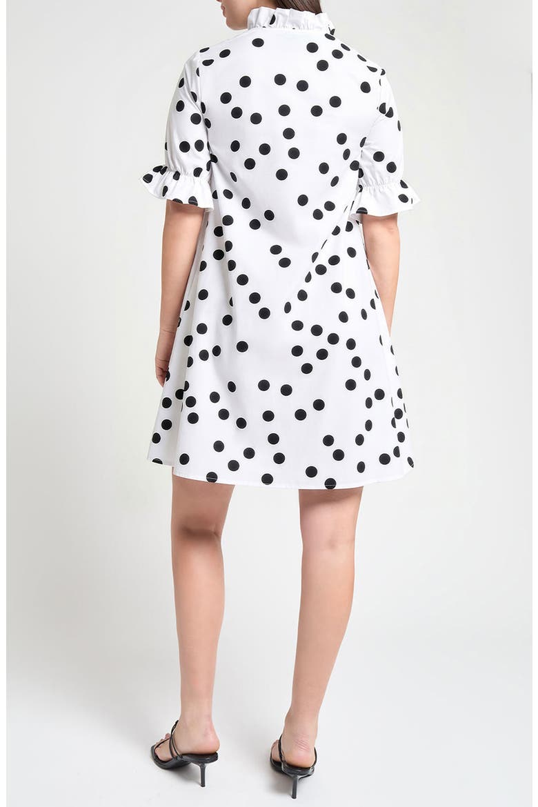 Ruffle Detail Poplin Shift Dress, Alternate, color, WHITE/BLACK