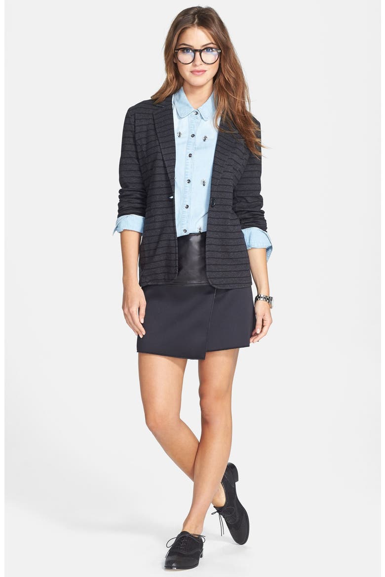 Embellished Denim Shirt, Alternate, color, BLEACH WASH