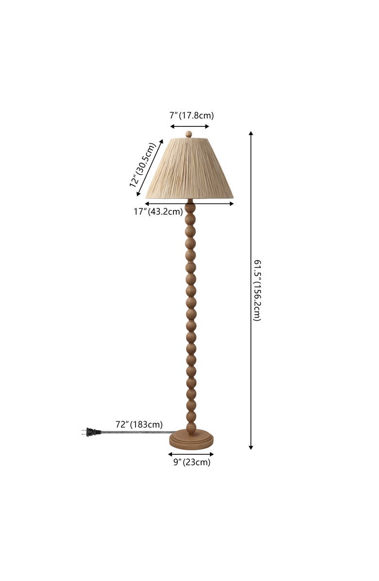 JONATHAN Y Wren 61.5" Modern Rustic Bobbin Pleated Paper Shade/Resin LED Floor Lamp, Alternate, color, 