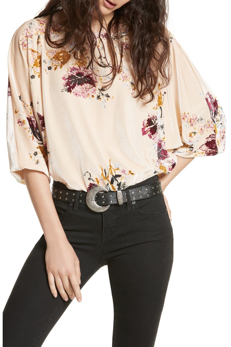 Babe Slouchy Velvet Bodysuit, Main, color, NEUTRAL COMBO