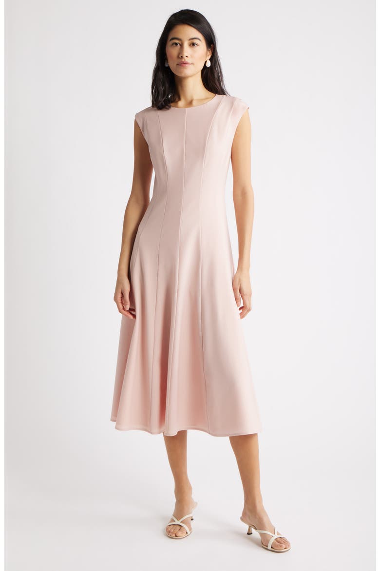Seamed Wool Blend Midi Dress, Main, color, PINK SMOKE