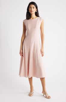Seamed Wool Blend Midi Dress