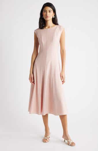 Seamed Wool Blend Midi Dress