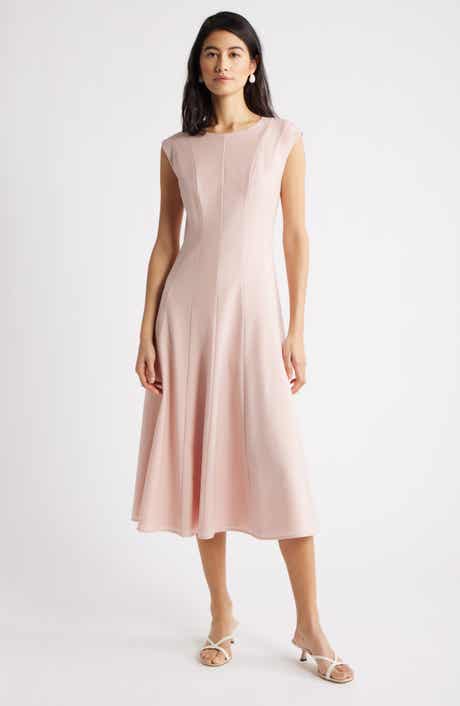Seamed Wool Blend Midi Dress