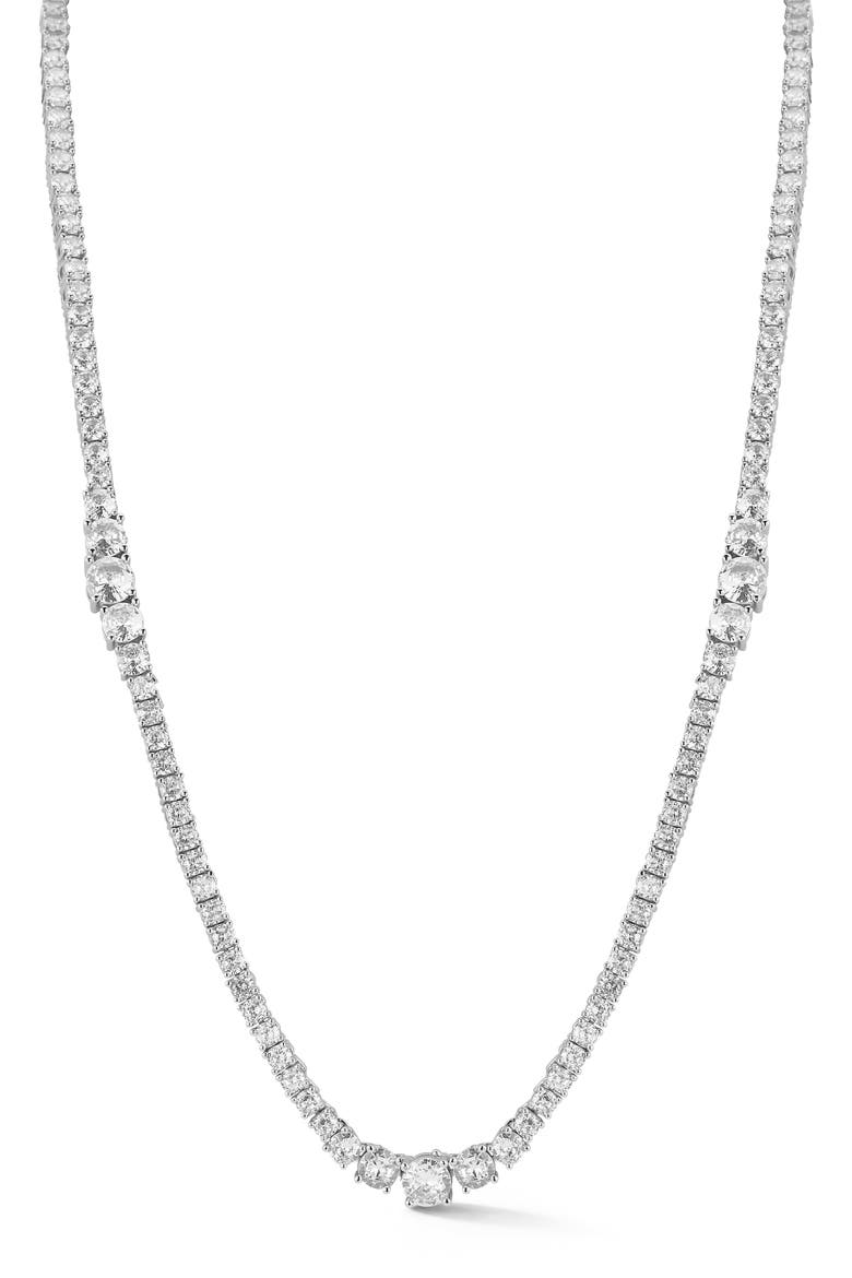 Cubic Zirconia Tennis Necklace, Main, color, SILVER