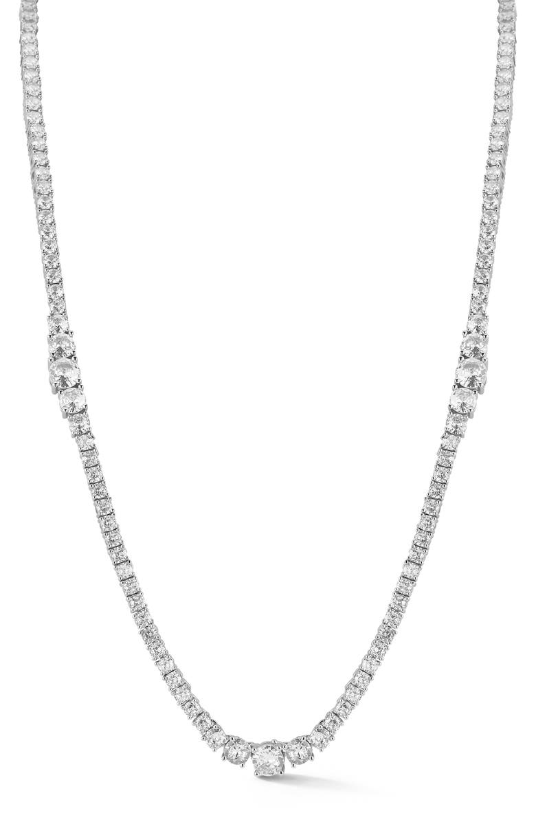 CHLOE AND MADISON Cubic Zirconia Tennis Necklace, Main, color, 