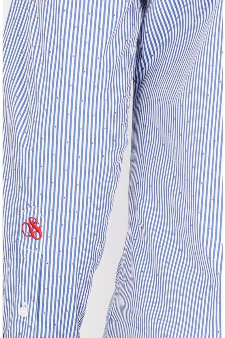 Modern Fit Stripe Stretch Cotton Dress Shirt, Alternate, color, WHITE/ NAVY