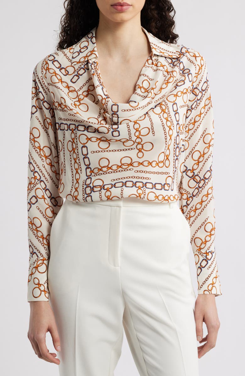 Elie Tahari The Ciaran Gilded Chain Shirt, Main, color, 