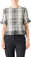 Akris punto Fringe Plaid Tweed Top