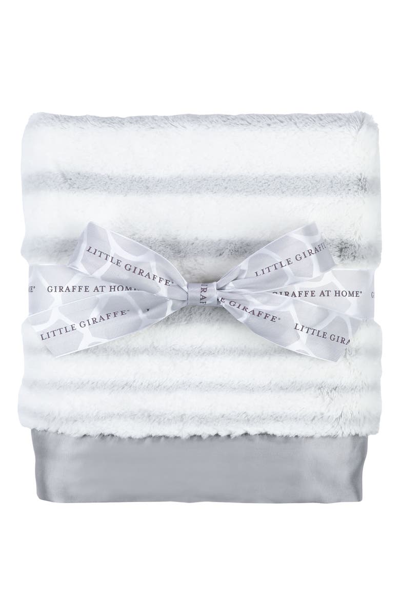 Little Giraffe Luxe Strand Faux Fur Blanket, Alternate, color, Silver