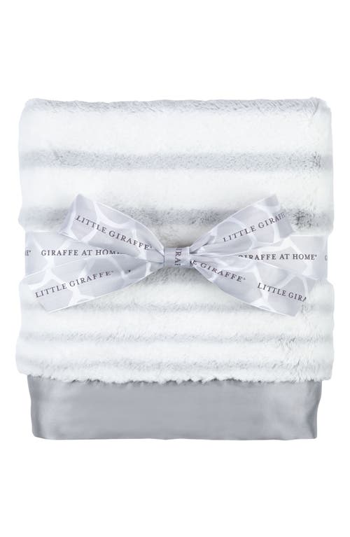Shop Little Giraffe Luxe Strand Faux Fur Blanket In Silver