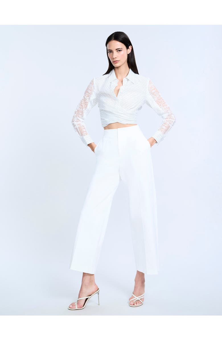 BCBGMAXAZRIA High Waist Cropped Pant, Alternate, color, Chalk