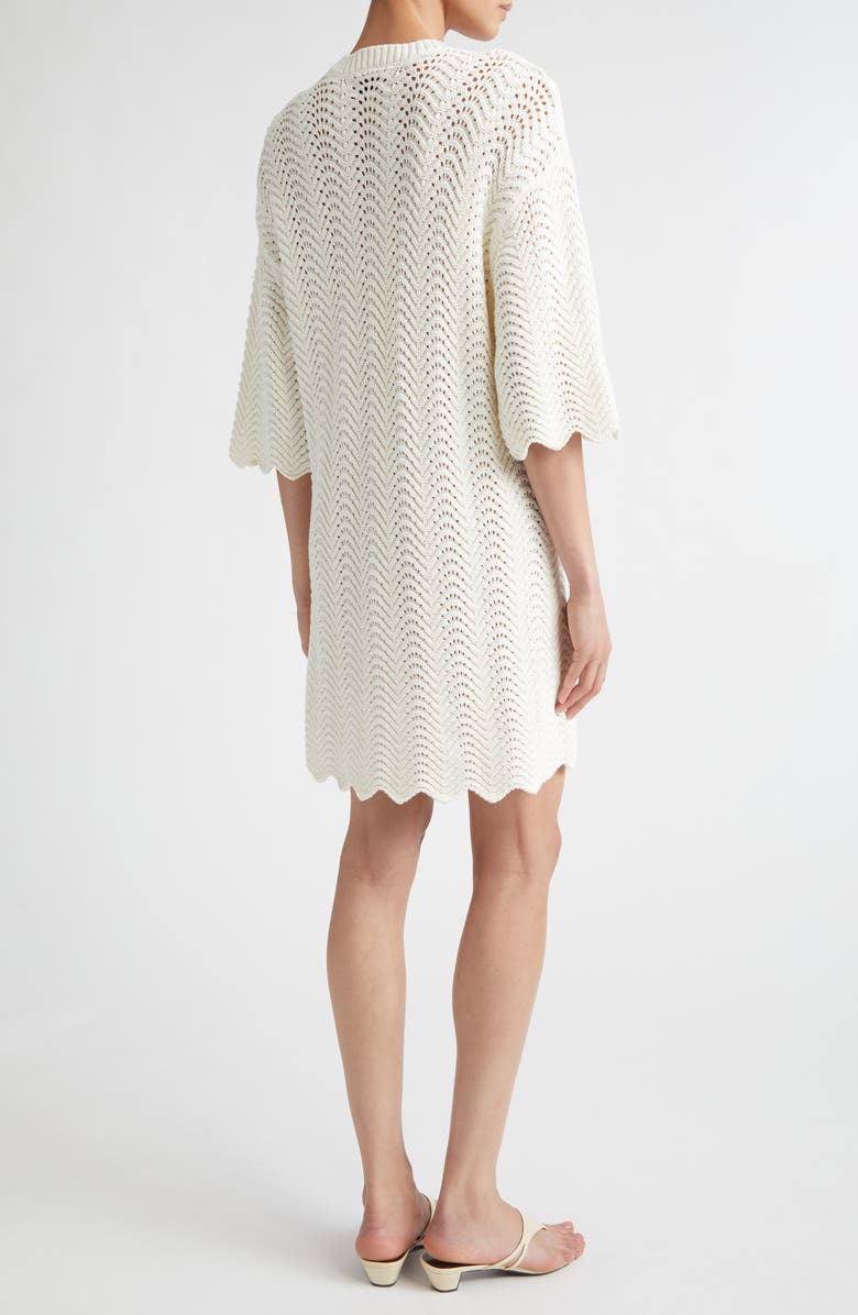 LOULOU DE SAISON WAFA Ottoman Pointelle Sweater Dress, Alternate, color, Ivory