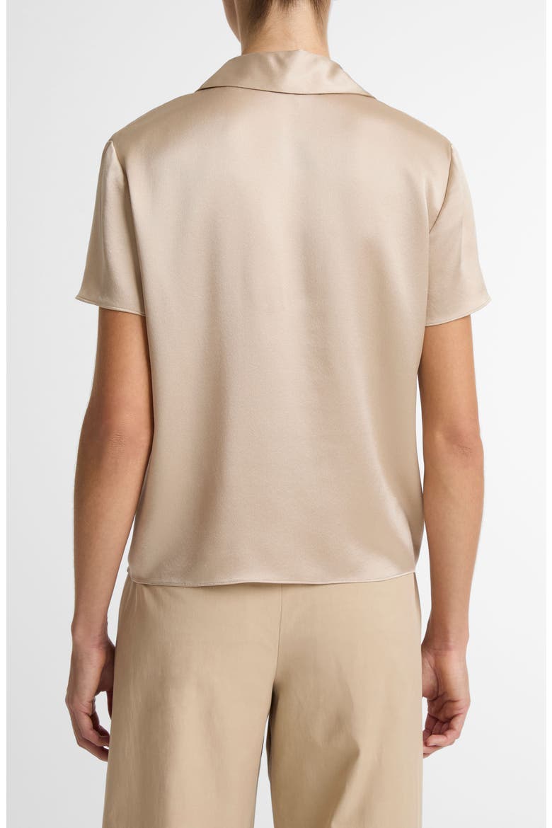 Silk Satin Polo, Alternate, color, PUMICE STONE