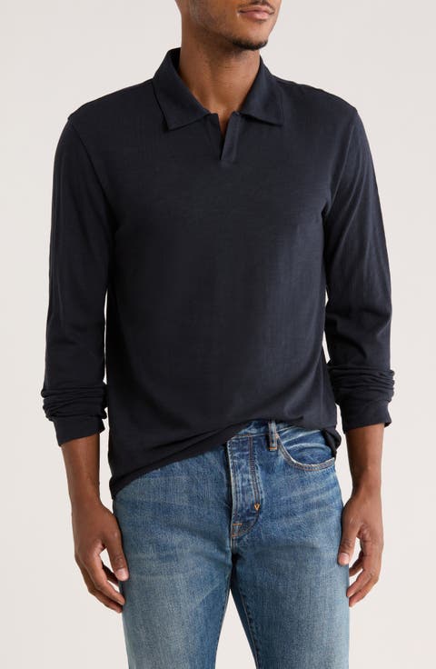 Johnny Collar Long Sleeve Knit Top