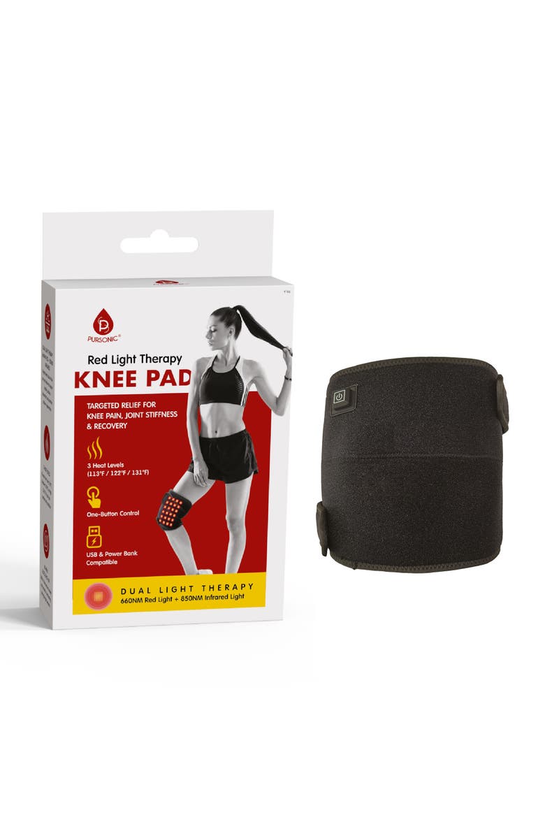 PURSONIC Red Light Therapy Knee Pad - Targeted Relief for Knee Pain, Stiffness & Recovery, Main, color, Black