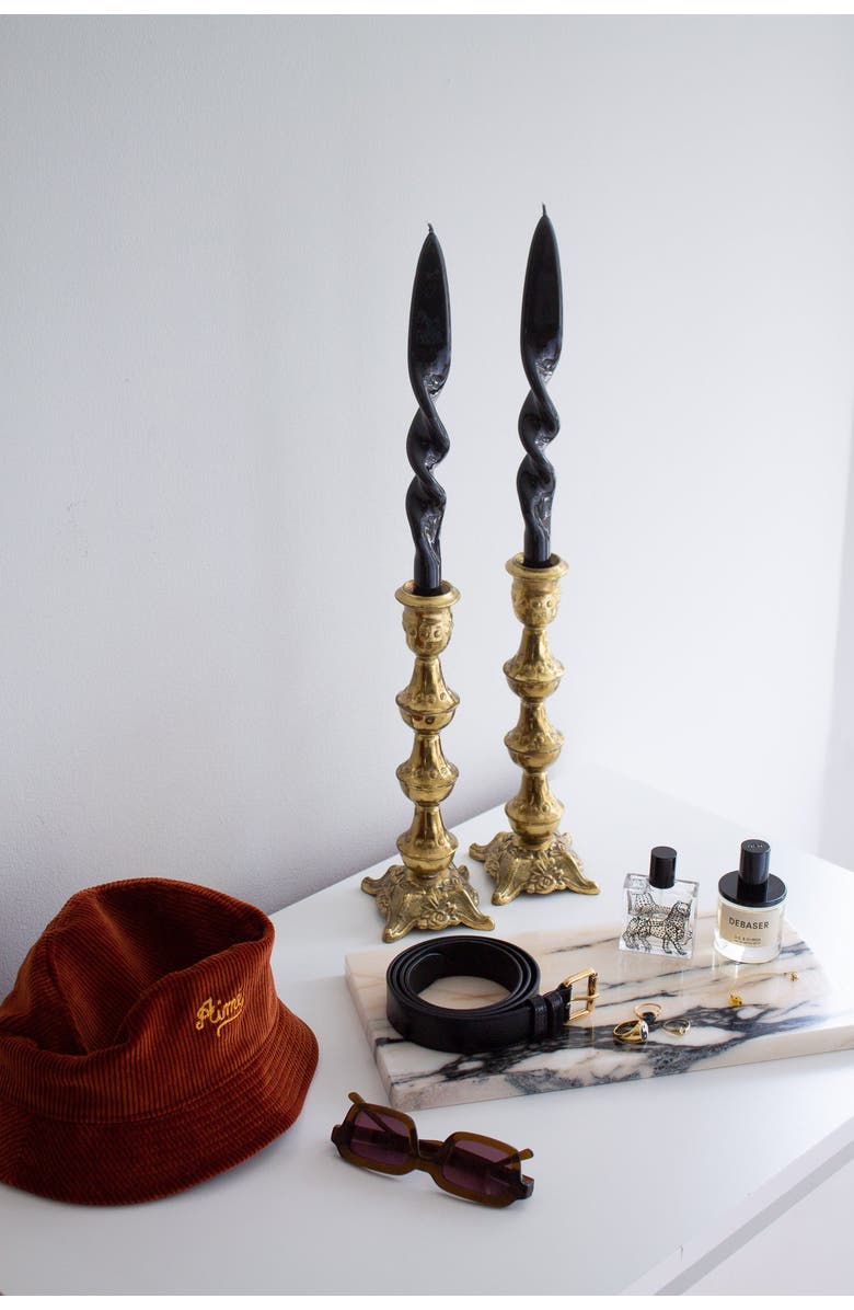 Parma Tile Taper Candle Set, Alternate, color, Black