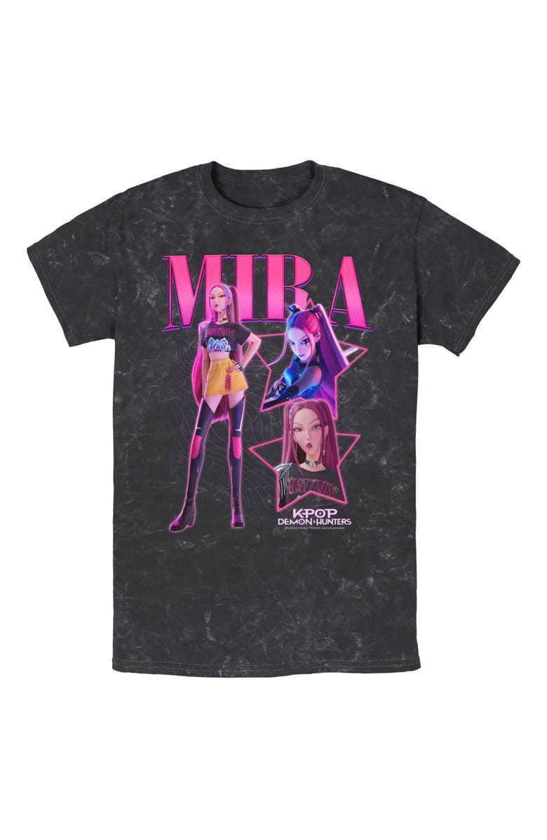KPop Demon Hunters Men's KPop Demon Hunters Mira Super Star Logo  Graphic T-Shirt, Main, color, Black