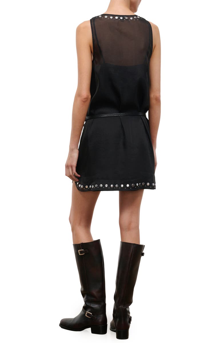 STAUD Cara Organza Stud Minidress, Alternate, color, Black