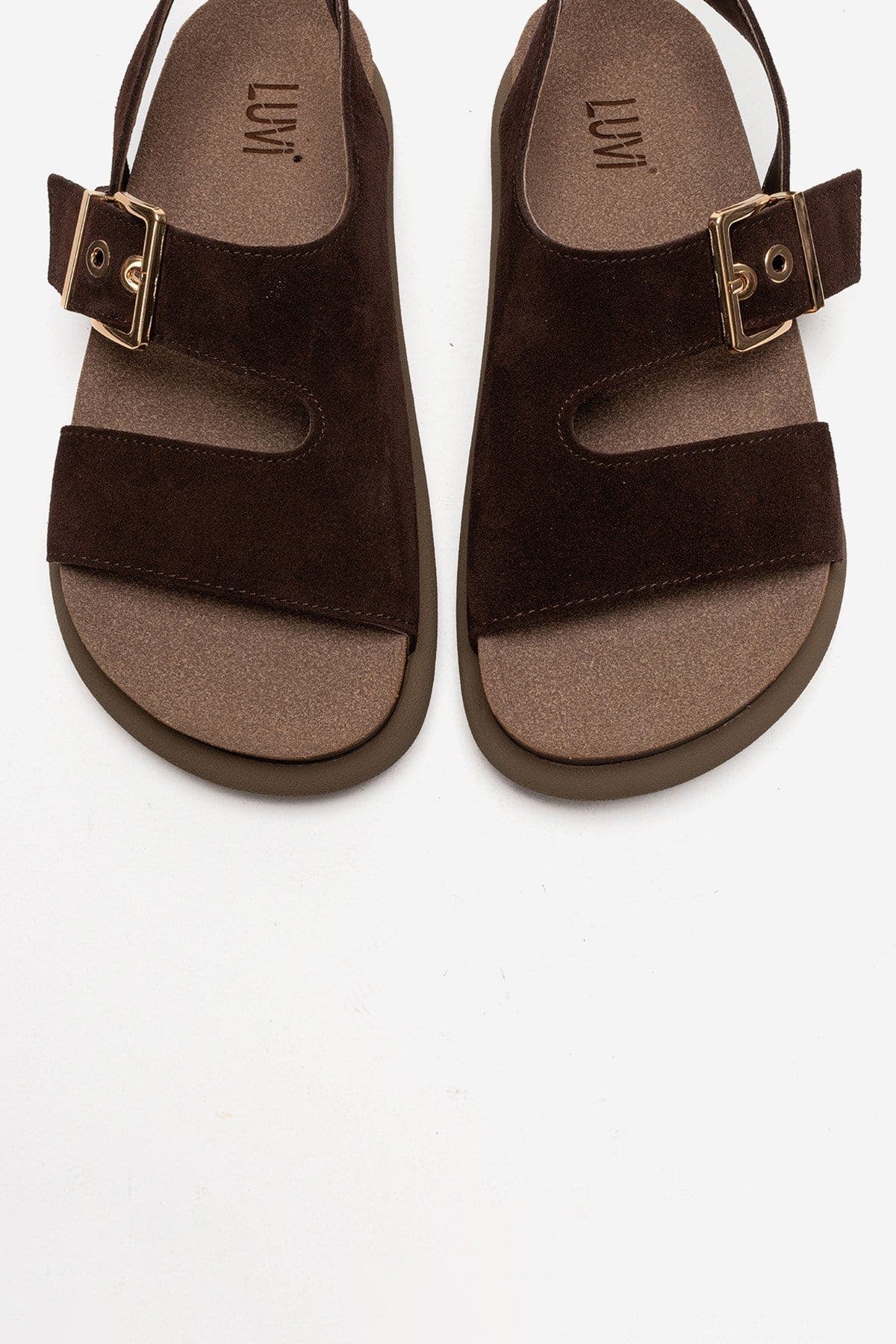 Forever & Always Shoes Jalven Leather Sandal, Alternate, color, Brown Suede