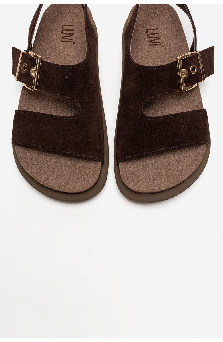 Forever & Always Shoes Jalven Leather Sandal, Alternate, color, Brown Suede