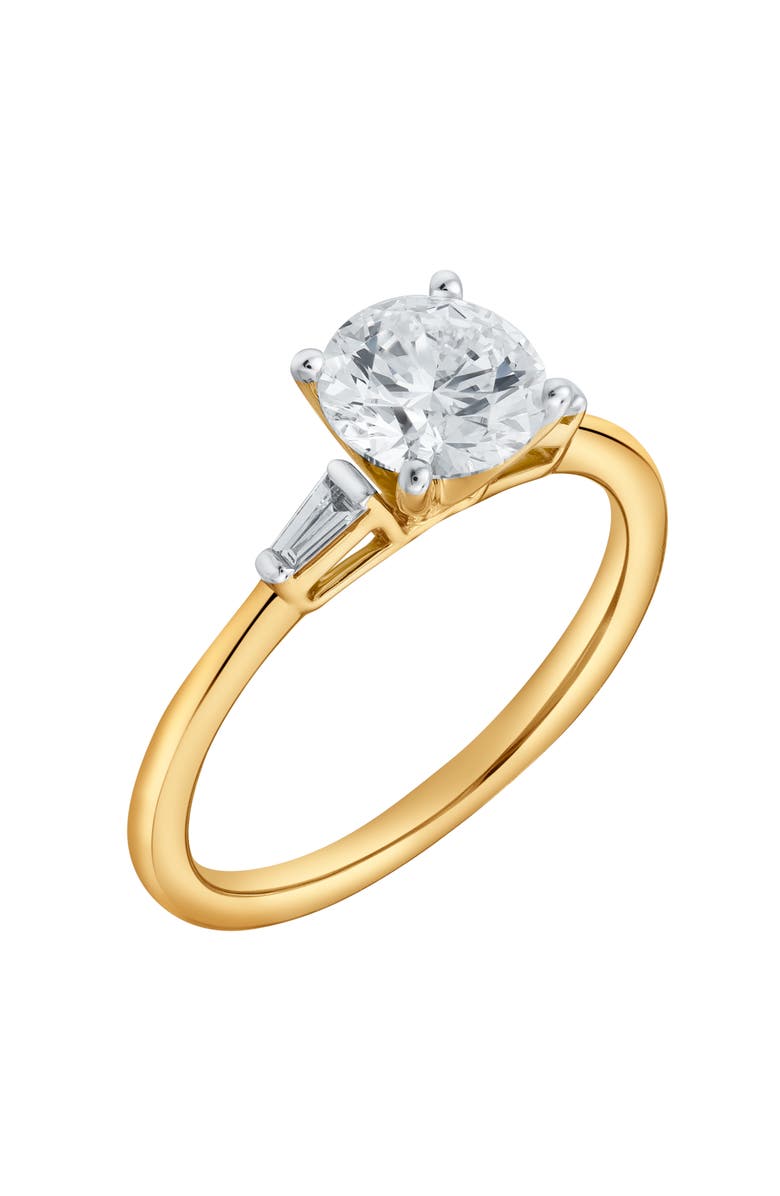 LuvMyJewelry Piper 14K Yellow Gold Round Cut Lab Grown Diamond Tapered Baguettes Engagement Ring - 1.05 Ct, Alternate, color, 14K Yellow Gold
