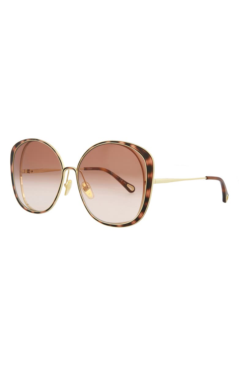Chloé Novelty 63mm Oversize Round Sunglasses, Alternate, color, Gold Gold Orange