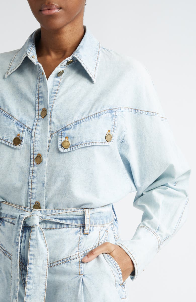 Zimmermann Western Denim Button-Up Shirt, Alternate, color,