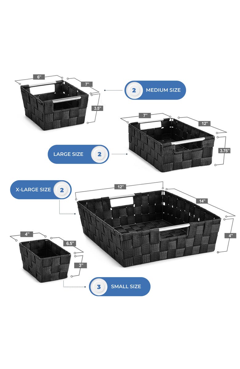 SORBUS 9-Piece Woven Storage Basket Set, Alternate, color, Black