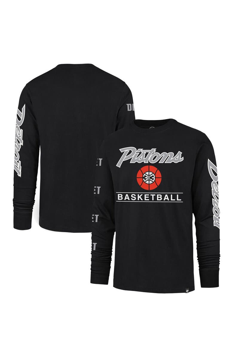 '47 Men's '47 Black Detroit Pistons 2023/24 City Edition Triplet Franklin Long Sleeve T-Shirt, Alternate, color,
