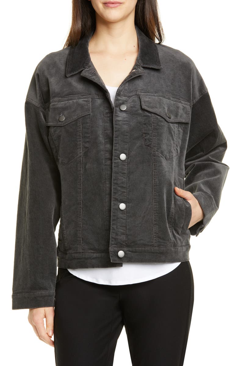 Eileen Fisher Cotton Blend Corduroy Trucker Jacket, Main, color,