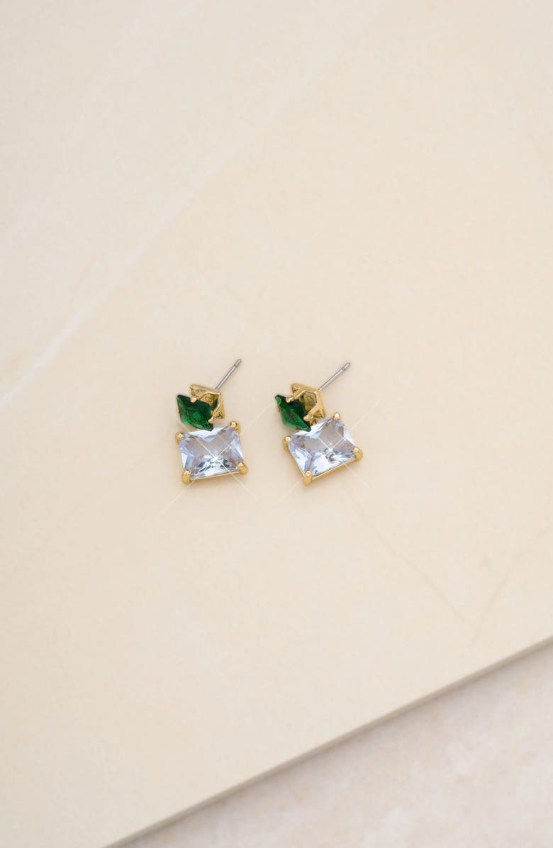 Ettika Crystal Square Drop Earrings, Alternate, color, Green