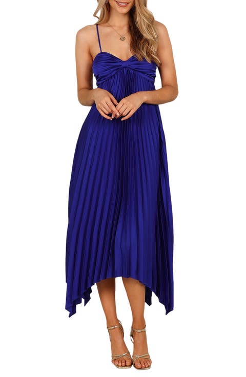 Vikki Pleated Sleeveless Satin Maxi Dress