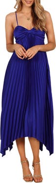 Petal & Pup Vikki Pleated Sleeveless Satin Maxi Dress