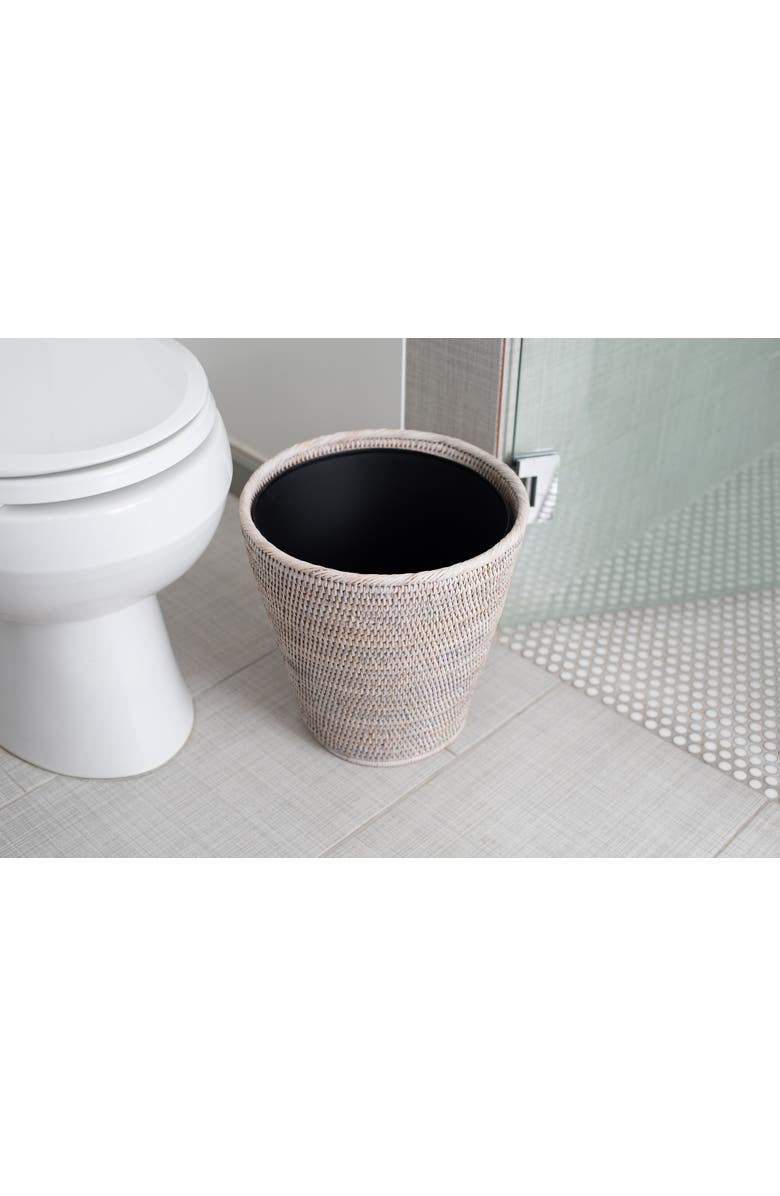 Artifacts Trading Company<sup>™</sup> Artifacts Rattan Round Tapered Waste Basket with Metal Liner, Alternate, color, White Wash