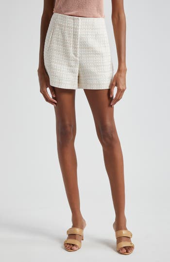 Veronica Beard Jazmin Shorts Aus Baumwoll-tweed In Ivory Multi