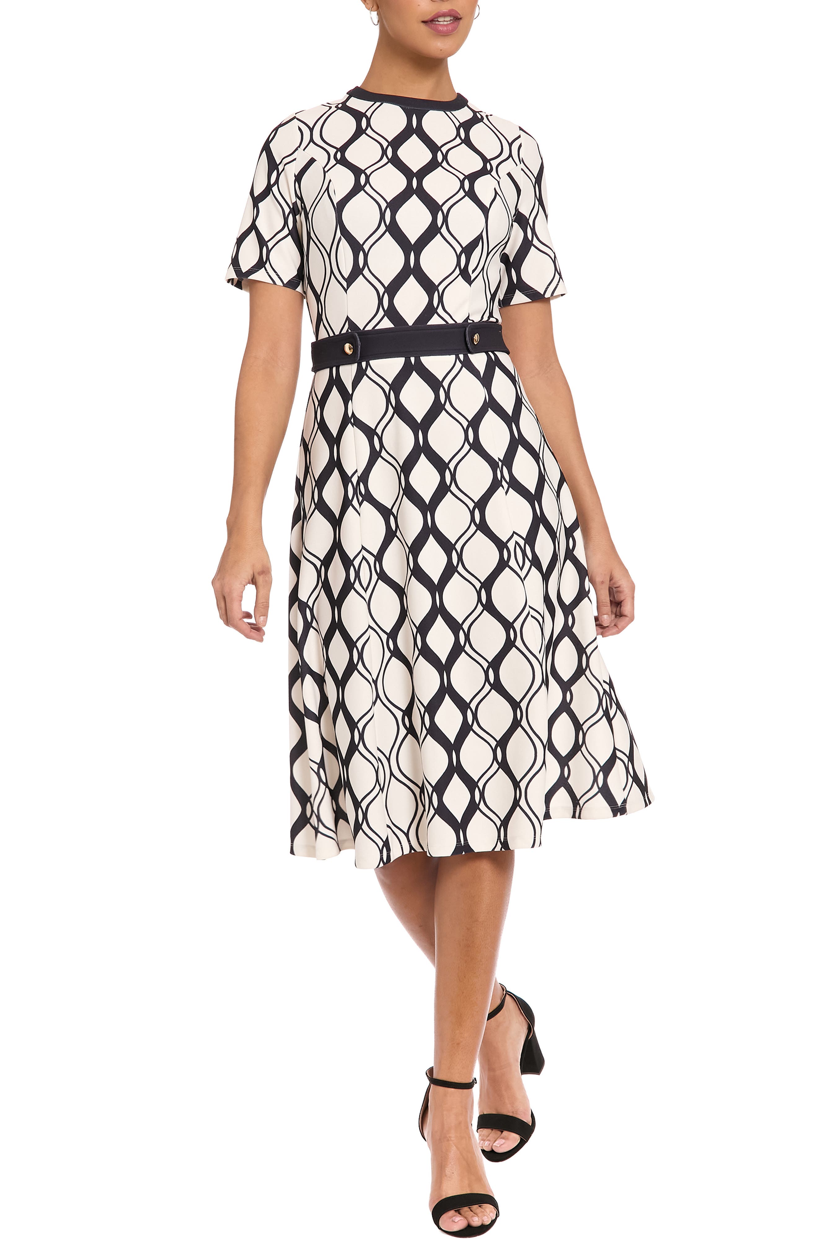 Side Tab Fit & Flare Dress