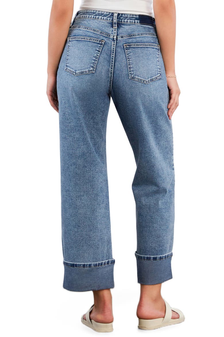 High Waist Cuff Wide Leg Jeans, Alternate, color, STAR BLUE