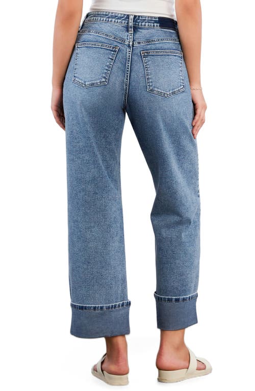 Hint Of Blu High Waist Cuff Wide Leg Jeans In Blue