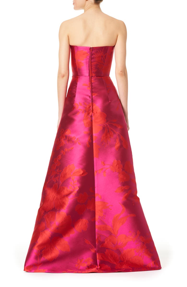 Carolina Herrera Floral Strapless Evening Gown, Alternate, color, 