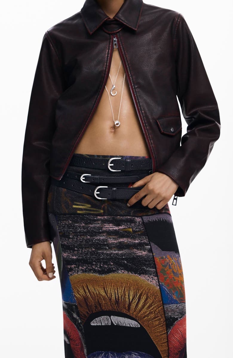 Desigual Graphic Maxi Skirt, Alternate, color, Black