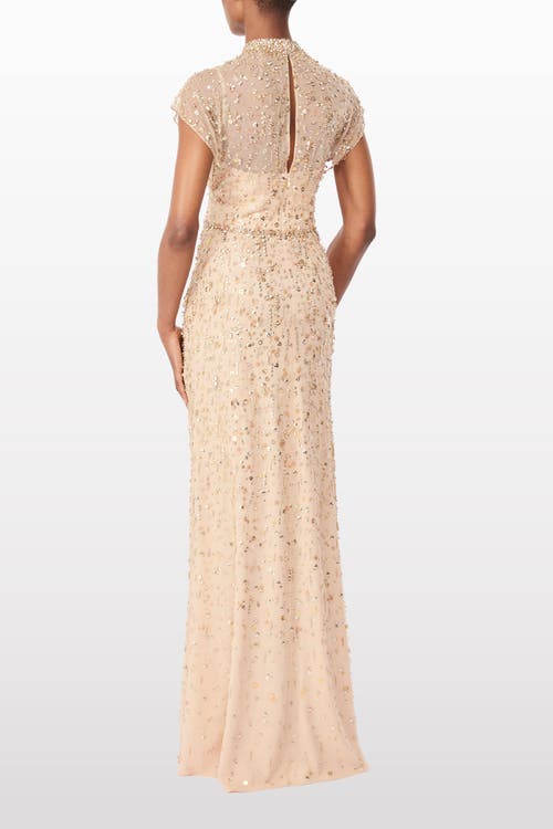 Jenny Packham Crystal Drop Embellished High-neck Maxi Dress In Multi