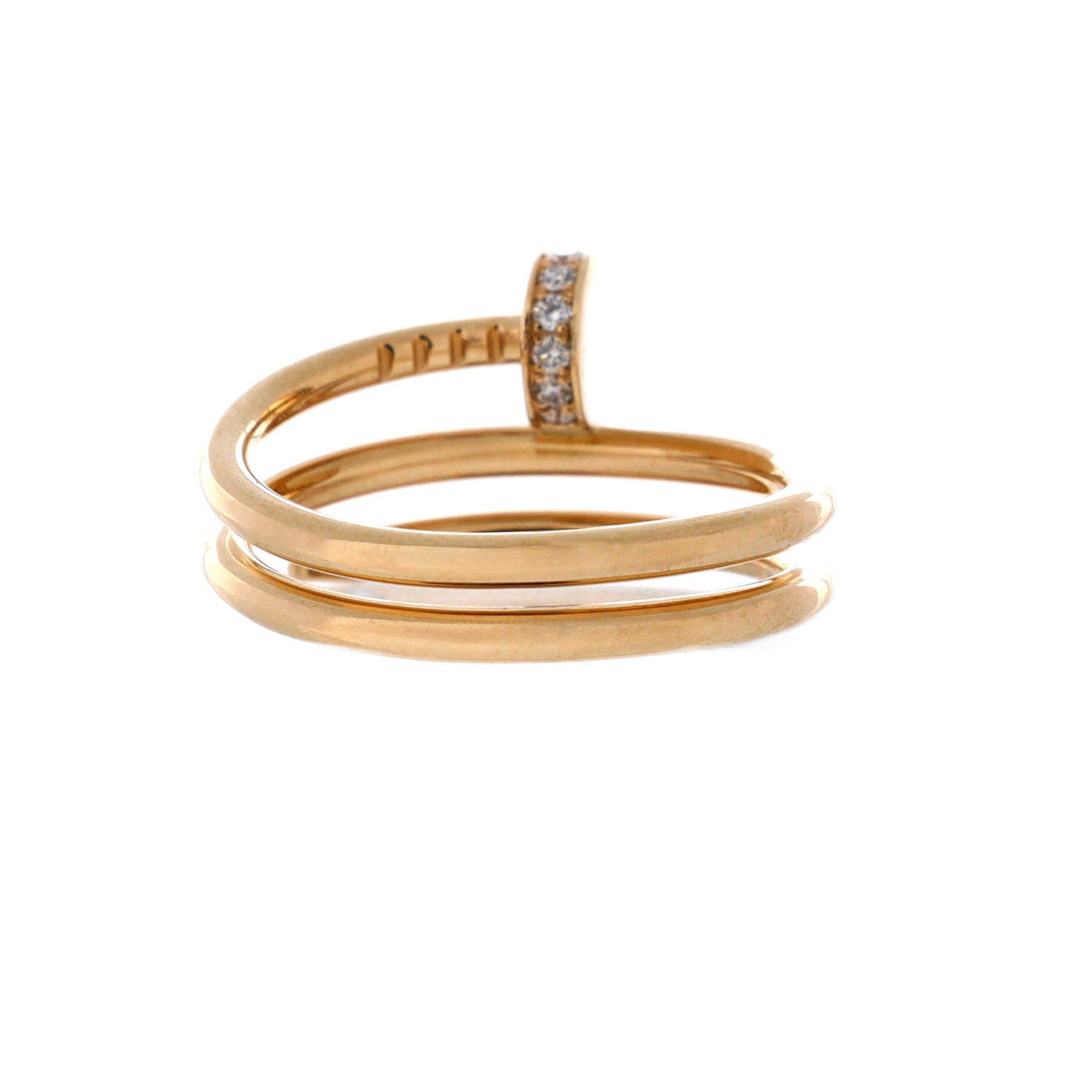 Juste un Clou Double Ring 18K Yellow Gold and Diamonds Small, Alternate, color, Metallic Gold