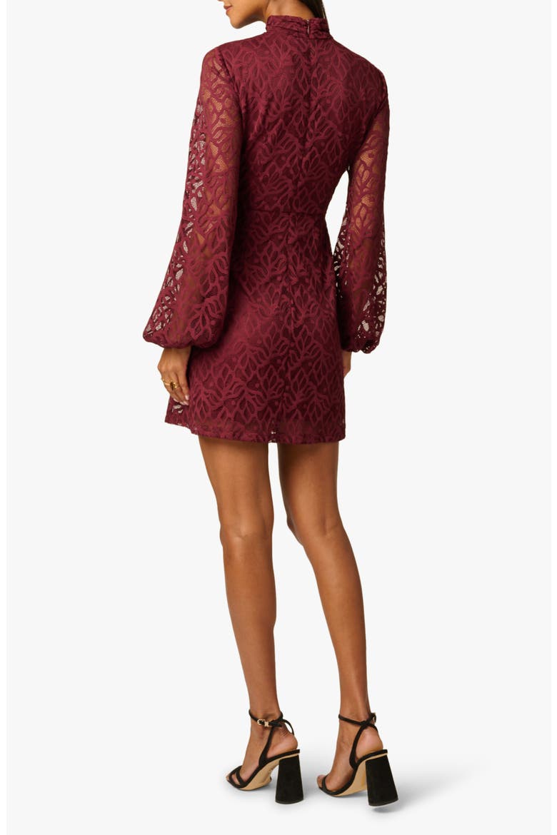 Long Sleeve Lace Minidress, Alternate, color, BURGUNDY