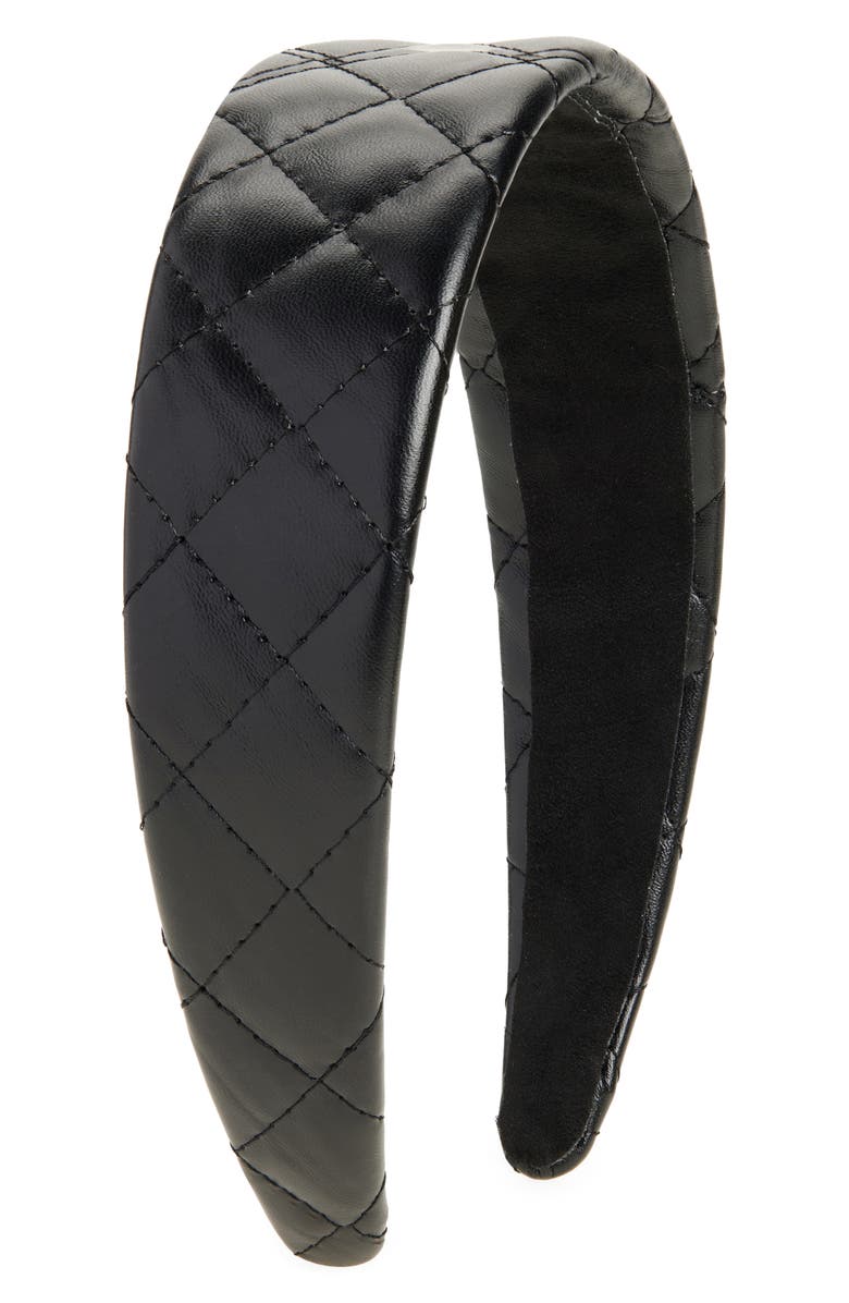 Tasha Quilted Wide Faux Leather Headband, Main, color, 