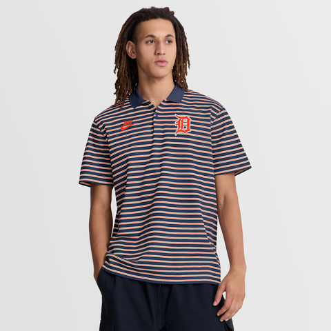 Men's Nike Navy Detroit Tigers Cooperstown Collection Dri-FIT Victory Striped Polo