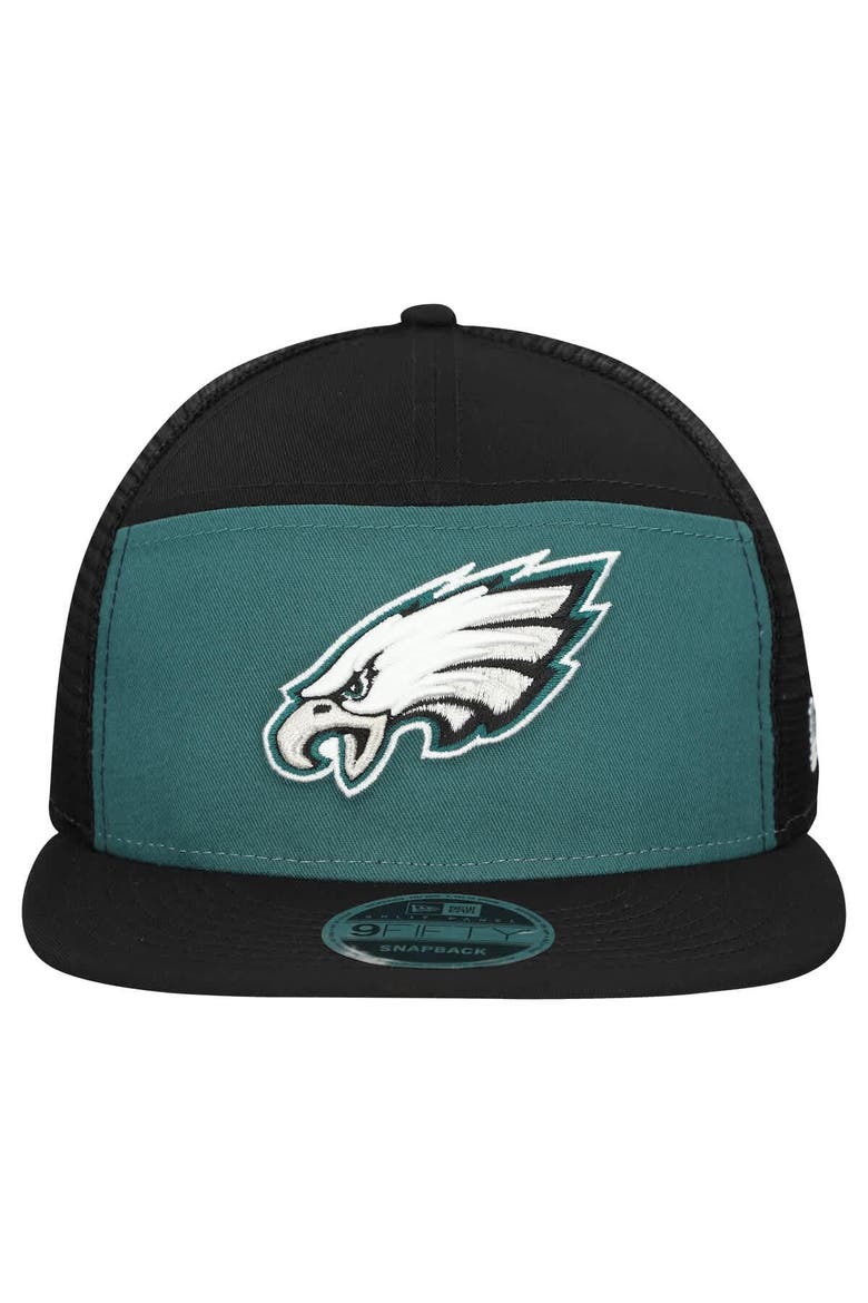 Men's New Era Midnight Green/Black Philadelphia Eagles Outdoor Split Panel 9FIFTY Snapback Hat, Alternate, color, Green
